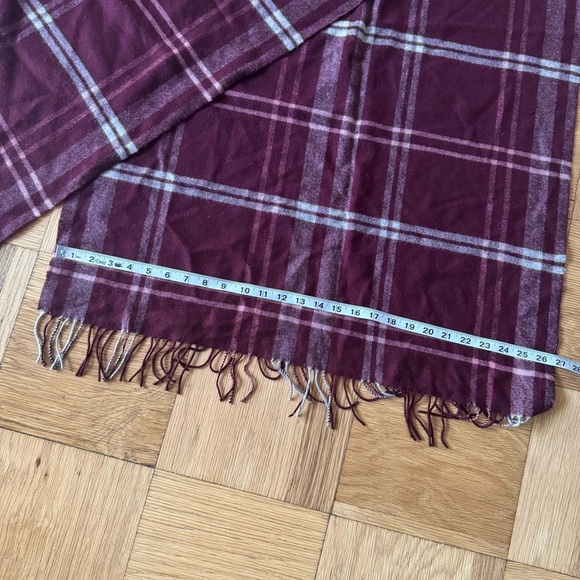 Club Monaco Wool Blanket Scarf Plaid Fringe - Picture 3 of 4